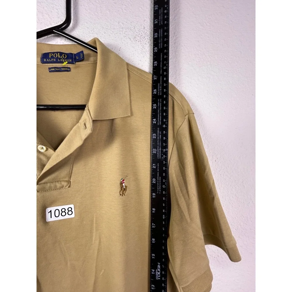 Polo Ralph Lauren Mens Pima Soft Touch Polo Shirt Tan Khaki Large Short Sleeve